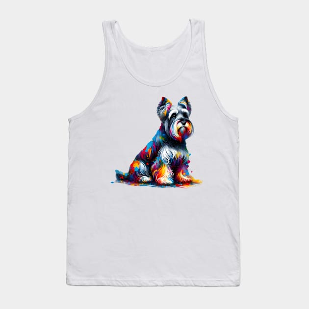 Playful Colorful Splash Cesky Terrier Artistic Portrait Tank Top by ArtRUs